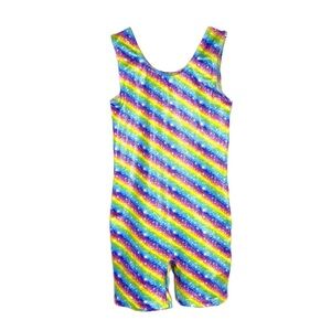 Sparkly Rainbow Stripes Girl’s Gymnastics Unitard